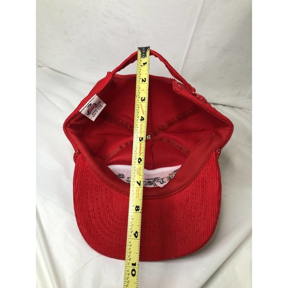 Vintage Corduroy Red Zip Back Hat Woody Woodpecker Embroidered Otto Cap - Picture 13 of 13